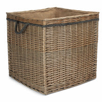 The Willow Basket Antique Wash Square Storage Log Basket