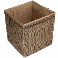 The Willow Basket Antique Wash Square Storage Log Basket
