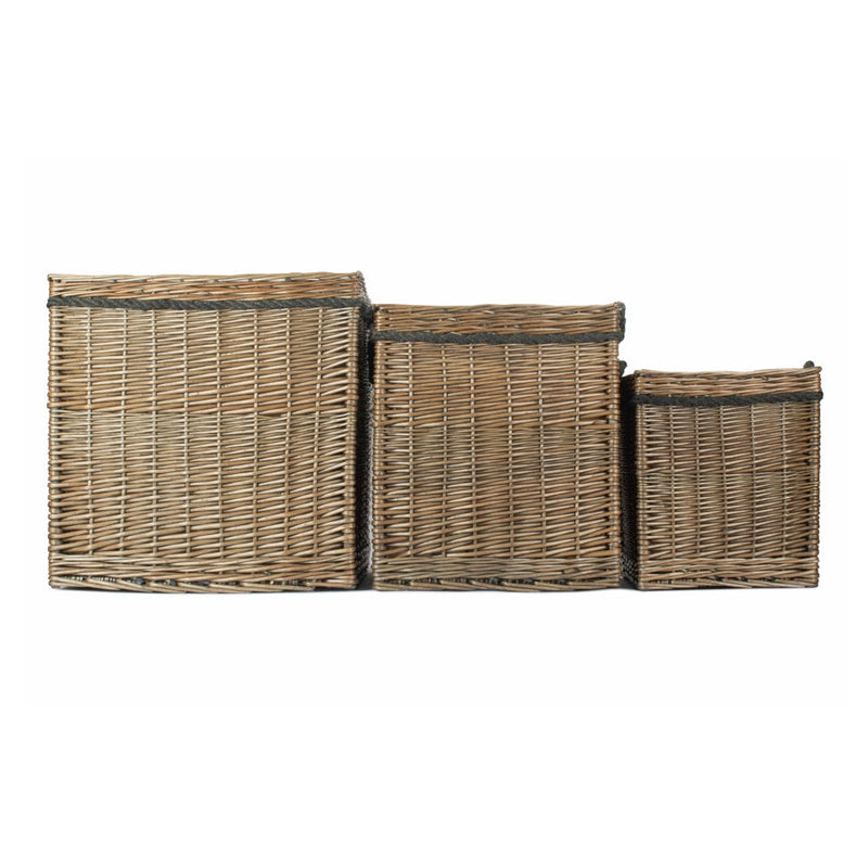 The Willow Basket Antique Wash Square Storage Log Basket