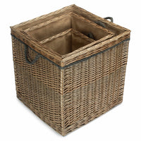 The Willow Basket Antique Wash Square Storage Log Basket
