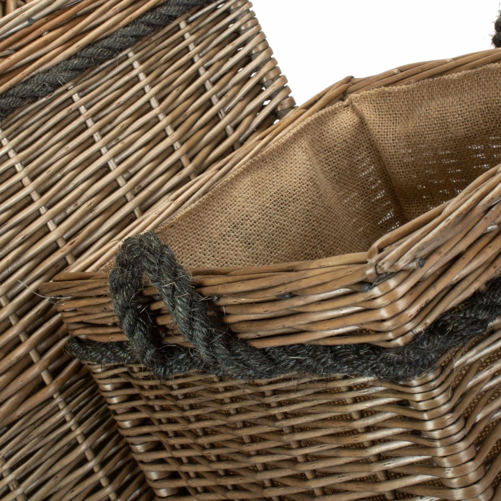 The Willow Basket Antique Wash Square Storage Log Basket
