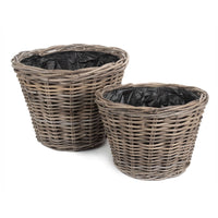 The Willow Basket Tapered Rattan Round Planter with Plastic Lining