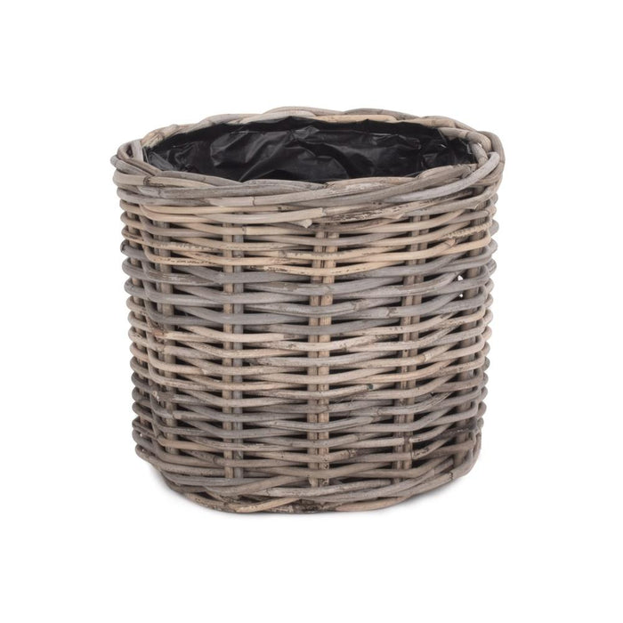 The Willow Basket Rattan Round Planter with Plastic Lining