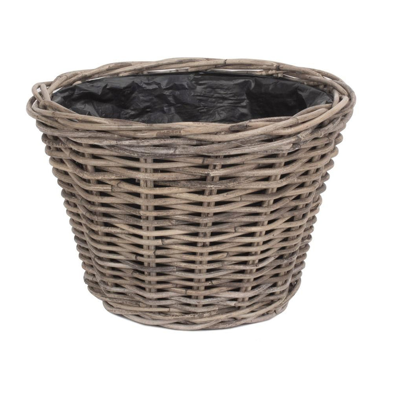 The Willow Basket Tapered Rattan Round Planter with Plastic Lining