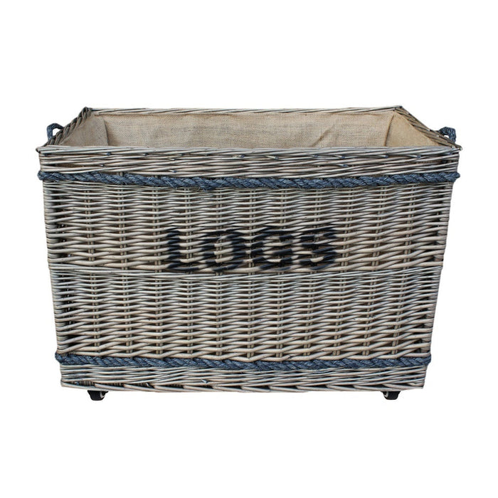 The Willow Basket Jumbo Log Basket on Wheels