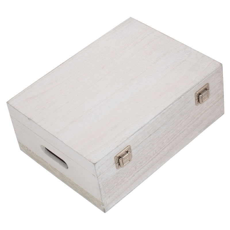 36cm White Wash Wooden Box