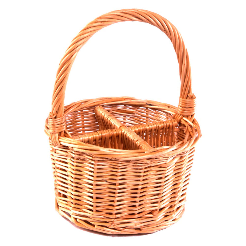 The Willow Basket Round Cutlery or Glass Drinks Basket