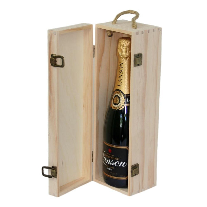 The Willow Basket 35cm Single Bottle Wooden Box