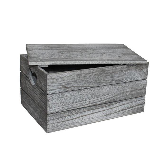 The Willow Basket Vintage Effect Heart Cut Handle Wooden Lidded Storage Box