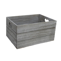 The Willow Basket Vintage Effect Heart Cut Handle Wooden Storage Crate