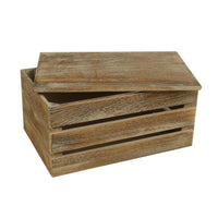 The Willow Basket Oak Effect Slatted Lidded Wooden Storage Box