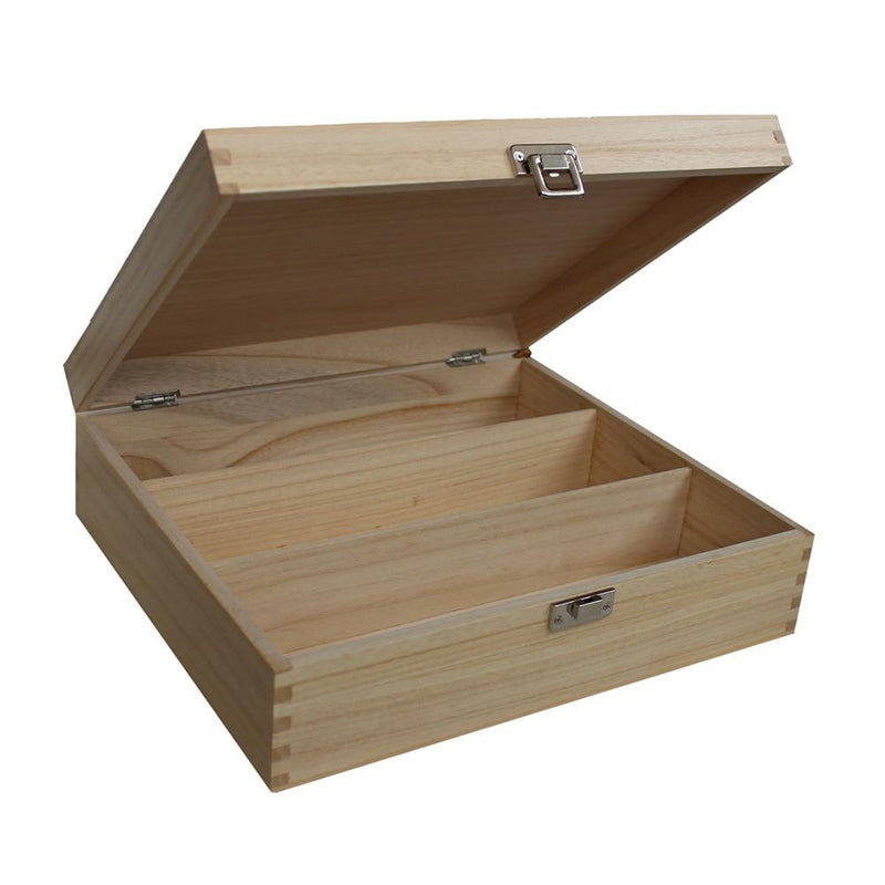 The Willow Basket Three Bottle Clear Varnish Wooden Box