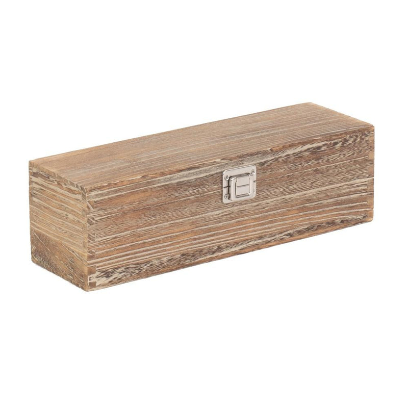 The Willow Basket Single Bottle Oak Effect Wooden Box