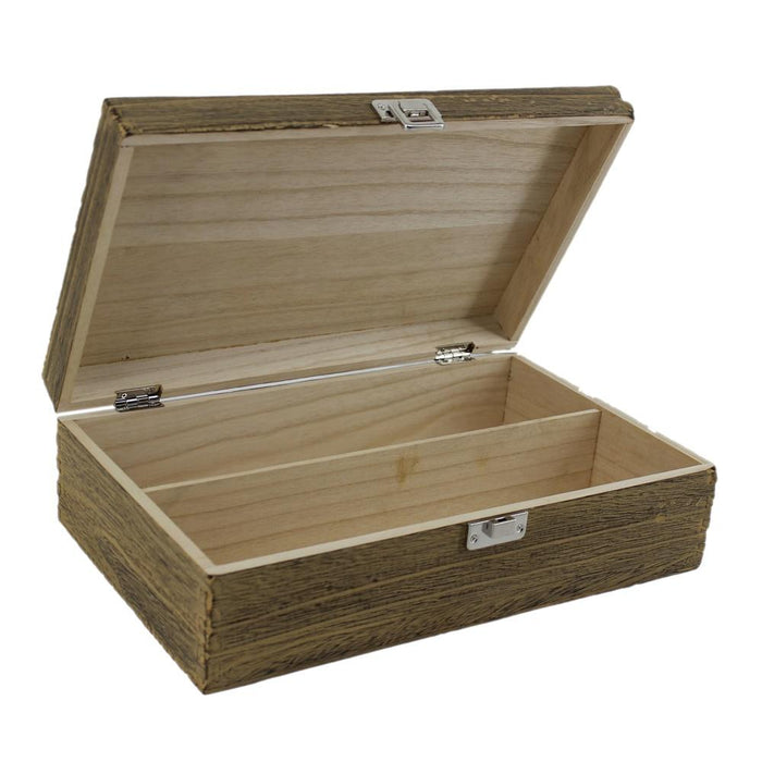 The Willow Basket Two Bottle Oak Effect Wooden Box