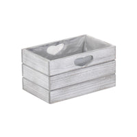 Vintage White Wash Effect Wooden Planter With Plastic Lining