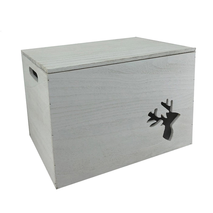 The Willow Basket Wooden Christmas Reindeer Storage Box