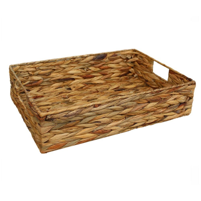 The Willow Basket Water Hyacinth Shallow Rectangular Storage Basket