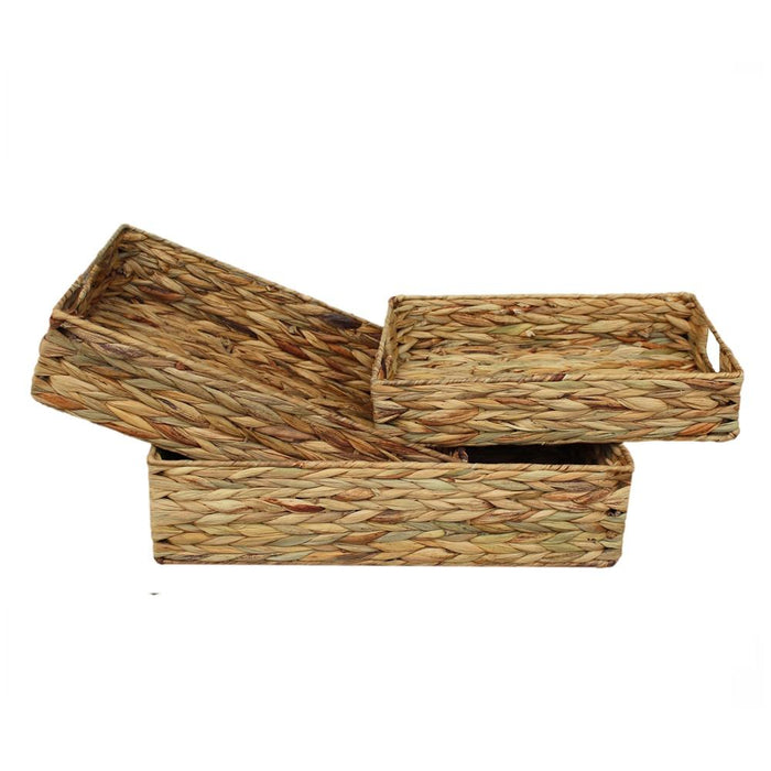 The Willow Basket Water Hyacinth Shallow Rectangular Storage Basket