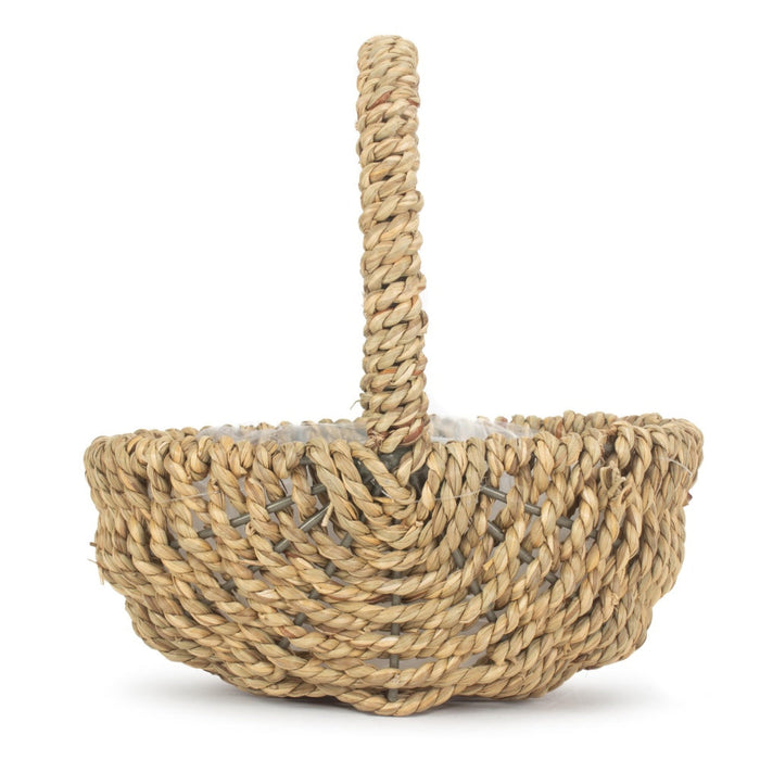 The Willow Basket Small Seagrass Plastic Lined Shopping Basket