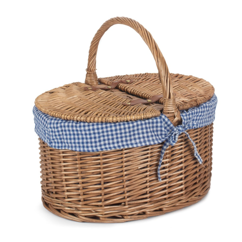 Large Light Steamed Oval Butterfly Lidded Picnic Basket