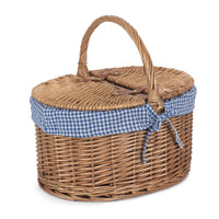 The Willow Basket Large Light Steamed Oval Butterfly Lidded Picnic Basket