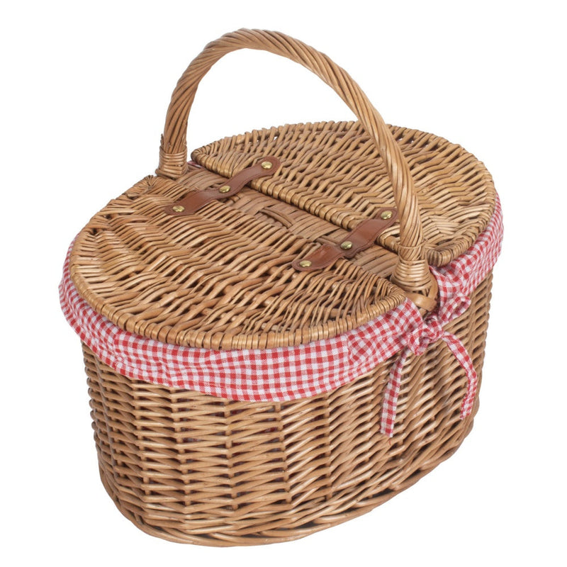 Large Light Steamed Oval Butterfly Lidded Picnic Basket