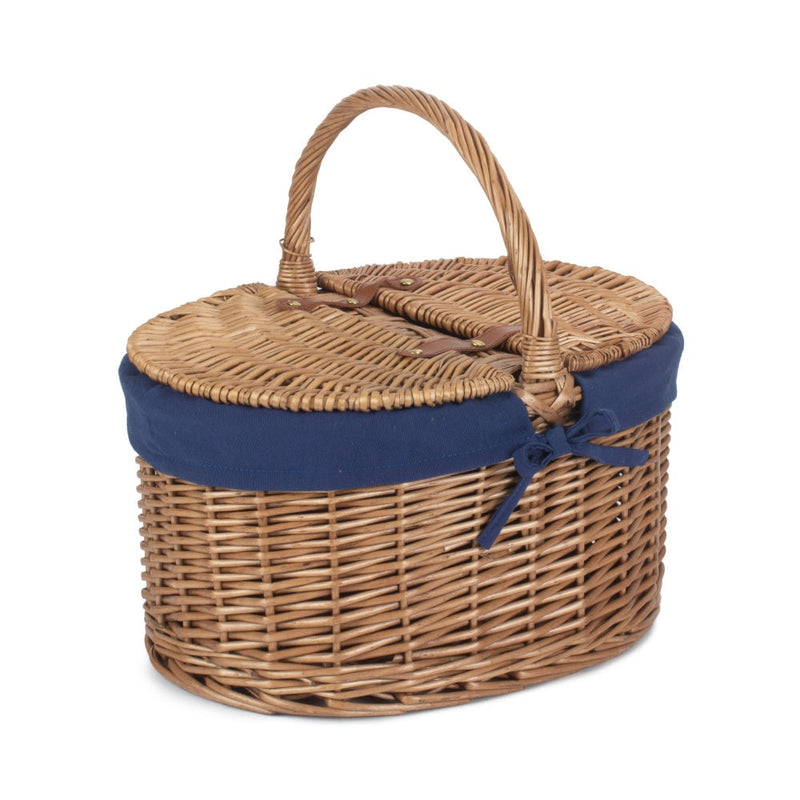 Large Light Steamed Oval Butterfly Lidded Picnic Basket