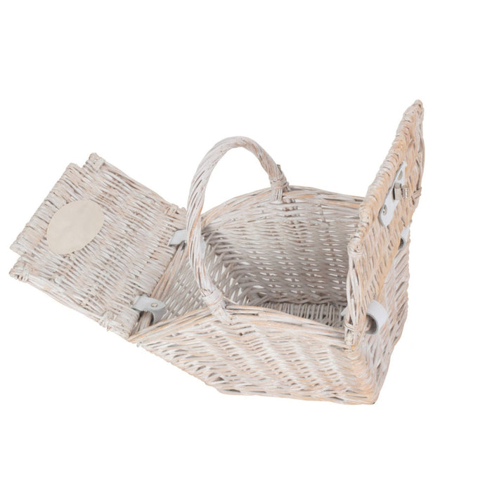 The Willow Basket Small White Elegant Picnic Wicker Basket