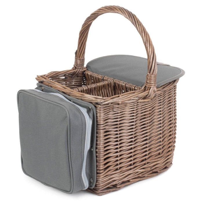 The Willow Basket 3 Bottle Beach Wicker Picnic Basket Hamper
