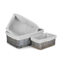 The Willow Basket Antique Wash Wicker Storage Basket with Lining