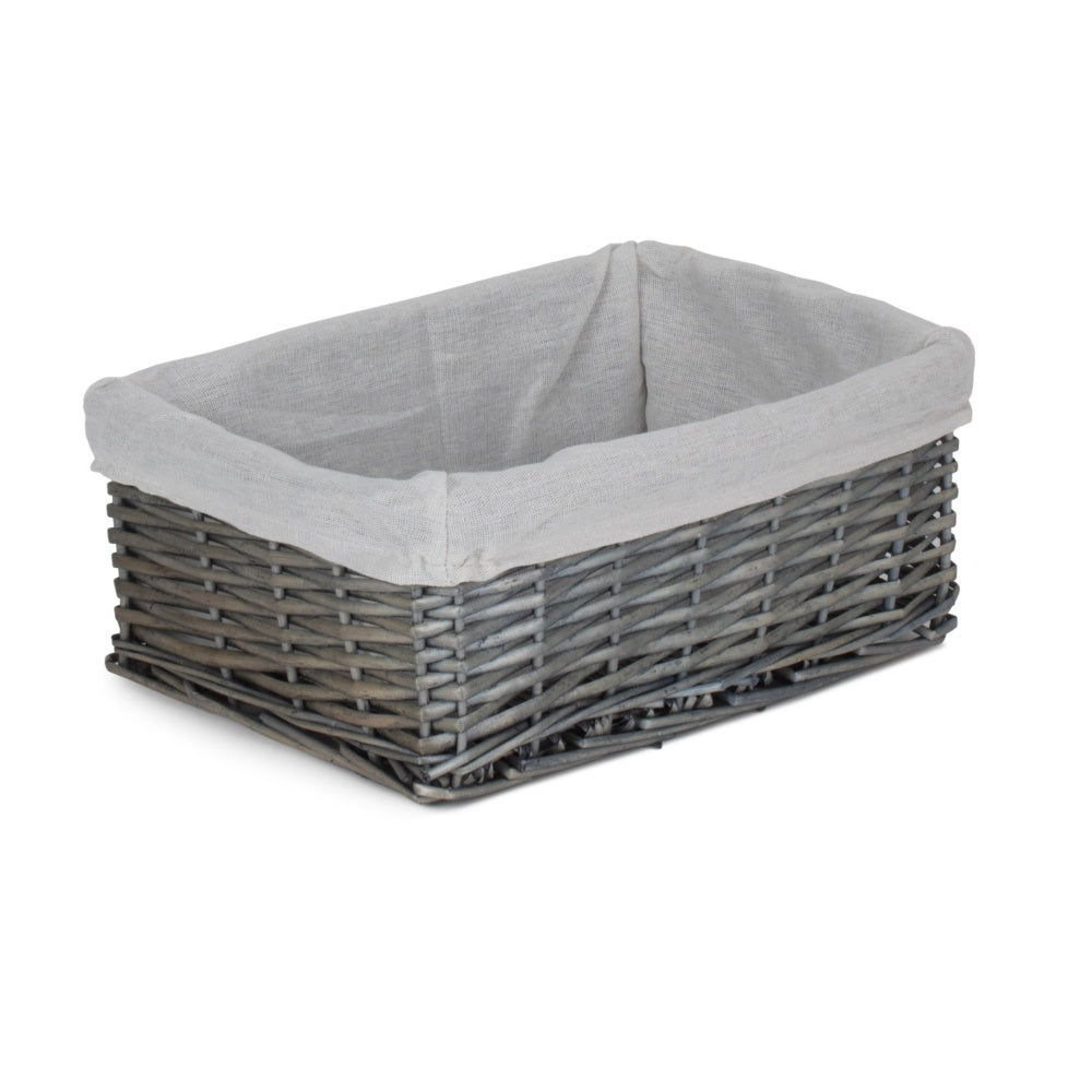 The Willow Basket Antique Wash Wicker Storage Basket with Lining