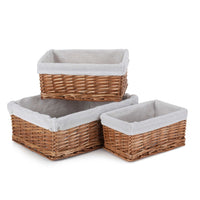 The Willow Basket Double Steamed Wicker Storage Basket with White Lining