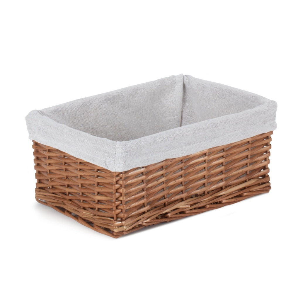 Double Steamed Wicker Storage Basket with White Lining
