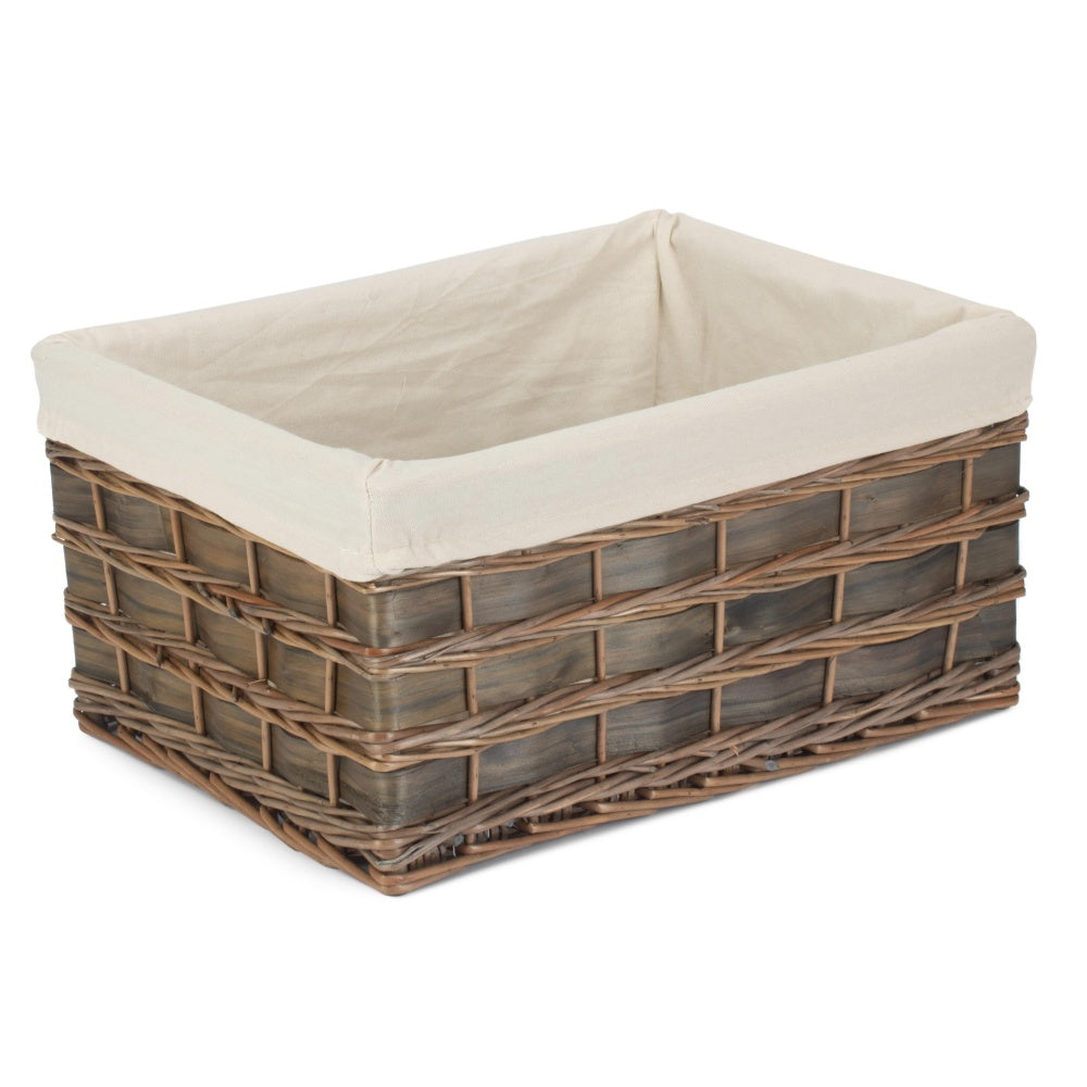 The Willow Basket Grey Scandi Storage Basket With White Lining
