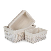 The Willow Basket White Wash Wicker Storage Basket with Lining