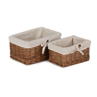 The Willow Basket Set of 2 Autumn Double Steamed Willow Tray with Lining