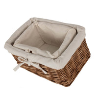 The Willow Basket Set of 2 Autumn Double Steamed Willow Tray with Lining