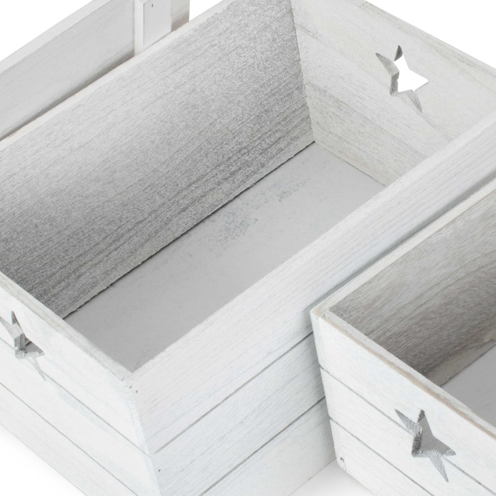 Wooden Vintage Effect Star Cut Out Box