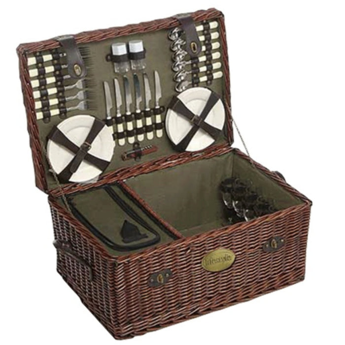 The Willow Basket 6 Person Family Sized Picnic Hamper